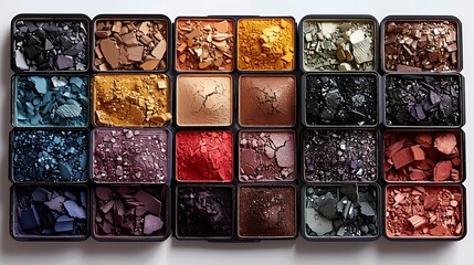 Sticker - eyeshadow palette mockup showcasing various colors against a white backdrop