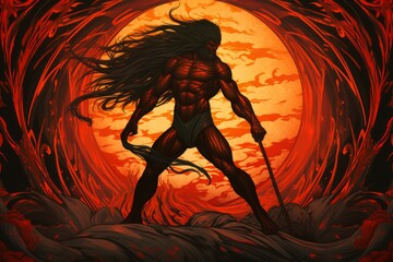 Wall Mural - A fearless and mighty berserker, unleashing devastating attacks with unbridled fury. - Generative AI