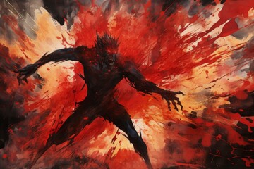Wall Mural - A fearless and mighty berserker, unleashing devastating attacks with unbridled fury. - Generative AI