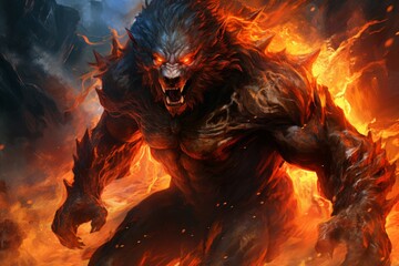 Wall Mural - A fearless and mighty berserker, unleashing devastating attacks with unbridled fury. - Generative AI
