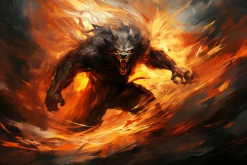 Wall Mural - A fearless and mighty berserker, unleashing devastating attacks with unbridled fury. - Generative AI