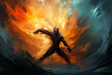 Wall Mural - A fearless and mighty berserker, unleashing devastating attacks with unbridled fury. - Generative AI
