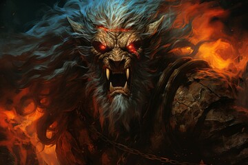 Wall Mural - A fearless and mighty berserker, unleashing devastating attacks with unbridled fury. - Generative AI