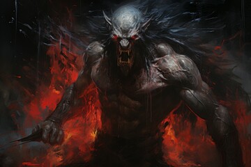 Wall Mural - A fearless and mighty berserker, unleashing devastating attacks with unbridled fury. - Generative AI