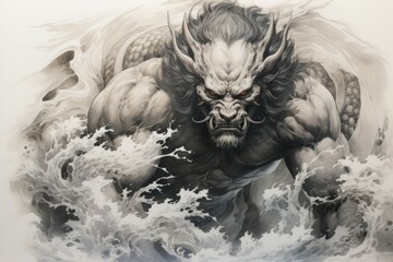 Wall Mural - A fearless and mighty berserker, unleashing devastating attacks with unbridled fury. - Generative AI