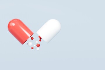 3d White pill, vitamin capsule icon isolated on blue background. Emergency, Safety, equipment medic health medicine and drugs concept. 3d minimal White capsules icon for web, Pills. Health. 3d render.