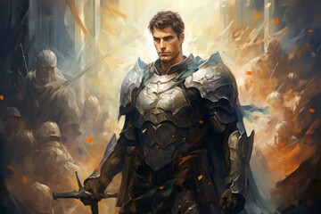 Wall Mural - A virtuous and steadfast paladin, upholding justice and combating evil with unwavering resolve. - Generative AI