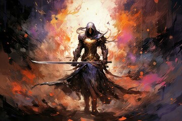 Wall Mural - A virtuous and steadfast paladin, upholding justice and combating evil with unwavering resolve. - Generative AI