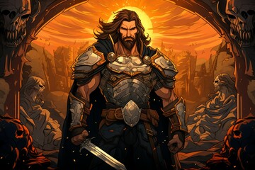 Wall Mural - A virtuous and steadfast paladin, upholding justice and combating evil with unwavering resolve. - Generative AI