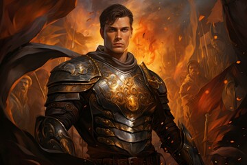 Wall Mural - A virtuous and steadfast paladin, upholding justice and combating evil with unwavering resolve. - Generative AI
