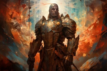 Wall Mural - A virtuous and steadfast paladin, upholding justice and combating evil with unwavering resolve. - Generative AI