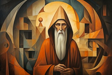 Canvas Print - A mysterious and enigmatic hermit, dwelling in solitude and possessing ancient wisdom. - Generative AI