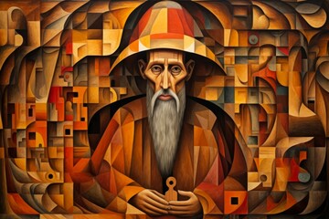 Canvas Print - A mysterious and enigmatic hermit, dwelling in solitude and possessing ancient wisdom. - Generative AI