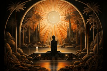 Canvas Print - A mysterious and enigmatic hermit, dwelling in solitude and possessing ancient wisdom. - Generative AI