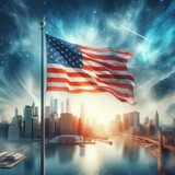 Fototapeta Nowy Jork - Usa , american flag illustration