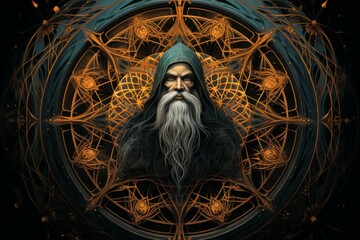 Canvas Print - A mysterious and enigmatic hermit, dwelling in solitude and possessing ancient wisdom. - Generative AI