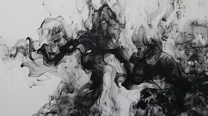 Aufkleber - Beautiful Ink Art Black Smoke on White Canvas