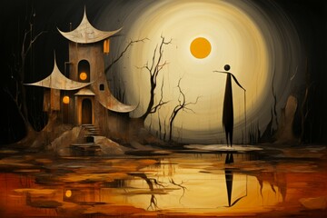 Canvas Print - A mysterious and enigmatic hermit, dwelling in solitude and possessing ancient wisdom. - Generative AI