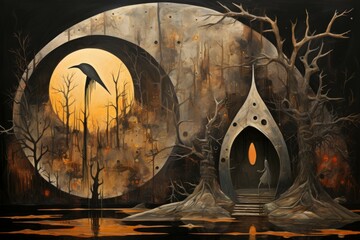 Canvas Print - A mysterious and enigmatic hermit, dwelling in solitude and possessing ancient wisdom. - Generative AI