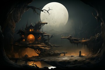 Canvas Print - A mysterious and enigmatic hermit, dwelling in solitude and possessing ancient wisdom. - Generative AI