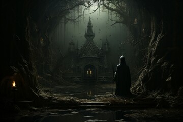 Canvas Print - A mysterious and enigmatic hermit, dwelling in solitude and possessing ancient wisdom. - Generative AI