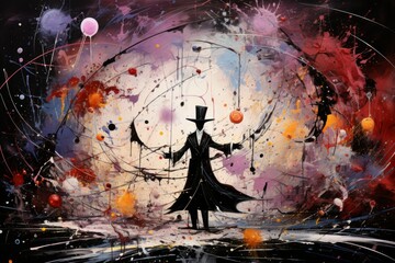 Canvas Print - A master of illusion magic, deceiving enemies with vivid phantasms and trickery. - Generative AI