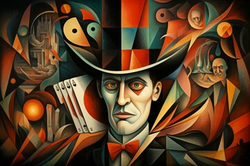 Canvas Print - A master of illusion magic, deceiving enemies with vivid phantasms and trickery. - Generative AI