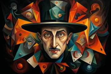 Canvas Print - A master of illusion magic, deceiving enemies with vivid phantasms and trickery. - Generative AI
