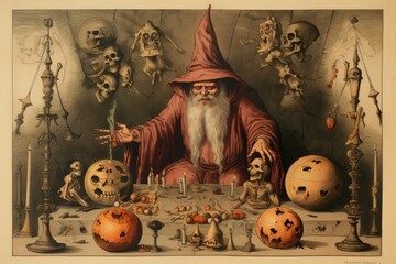 Canvas Print - A master of illusion magic, deceiving enemies with vivid phantasms and trickery. - Generative AI