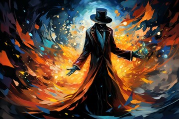 Canvas Print - A master of illusion magic, deceiving enemies with vivid phantasms and trickery. - Generative AI