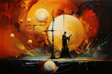 Canvas Print - A master of illusion magic, deceiving enemies with vivid phantasms and trickery. - Generative AI