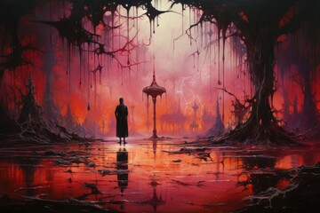 Canvas Print - A master of illusion magic, deceiving enemies with vivid phantasms and trickery. - Generative AI
