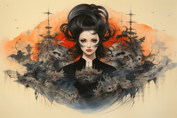 Canvas Print - A master of illusion magic, deceiving enemies with vivid phantasms and trickery. - Generative AI