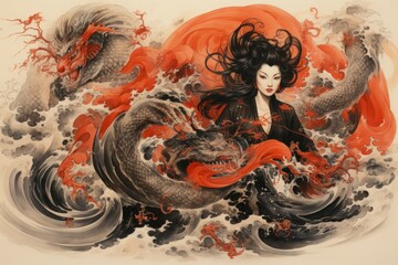 Canvas Print - A master of illusion magic, deceiving enemies with vivid phantasms and trickery. - Generative AI