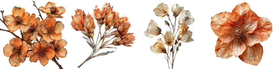 Wall Mural - Dried flower sticker  Hyperrealistic Highly Detailed Isolated On Transparent Background Png File