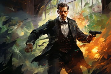 Wall Mural - a skilled and ruthless bounty hunter, relentless in their pursuit of targets and apprehending fugiti