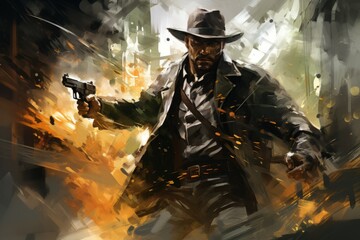 Wall Mural - a skilled and ruthless bounty hunter, relentless in their pursuit of targets and apprehending fugiti