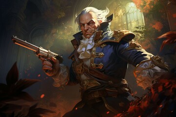 Wall Mural - A skilled and ruthless bounty hunter, relentless in their pursuit of targets and apprehending fugitives. - Generative AI