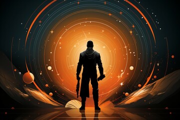 Wall Mural - A skilled and ruthless bounty hunter, relentless in their pursuit of targets and apprehending fugitives. - Generative AI