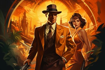 Wall Mural - A skilled and ruthless bounty hunter, relentless in their pursuit of targets and apprehending fugitives. - Generative AI