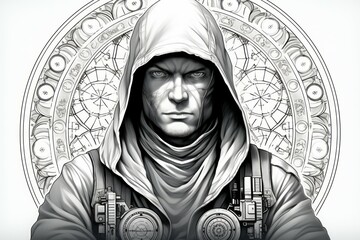 Wall Mural - A skilled and ruthless bounty hunter, relentless in their pursuit of targets and apprehending fugitives. - Generative AI