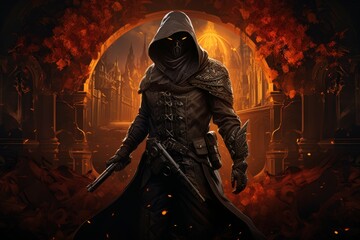 Wall Mural - A skilled and ruthless bounty hunter, relentless in their pursuit of targets and apprehending fugitives. - Generative AI
