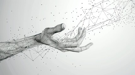 A hand is shown in a white background with a lot of dots