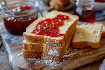 Wall Mural - plain bread smeared with delicious jam 