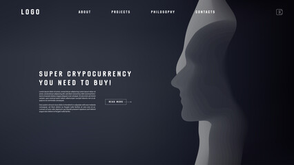Poster - Landing page abstract design with AI androind. Colorful template for website or app.