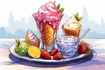 Poster - Ice cream and summer treats - Generative AI