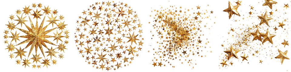 Wall Mural - Shimmering gold stars design element  Hyperrealistic Highly Detailed Isolated On Transparent Background Png File