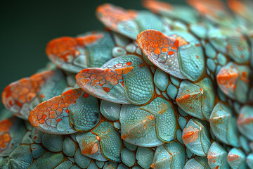 Canvas Print - The scales on a lizard's skin, displaying their arrangement. Concept of reptile anatomy and natural defenses. Generative Ai.