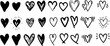 © CFK - Icon set of hand drawn heart love valentines day lover emotion. Simple thin line icons, flat vector illustrations. Isolated on white, transparent background