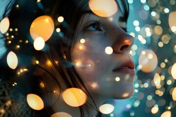 Poster - Bokeh lights create an abstract, dreamlike background with a blurred foreground